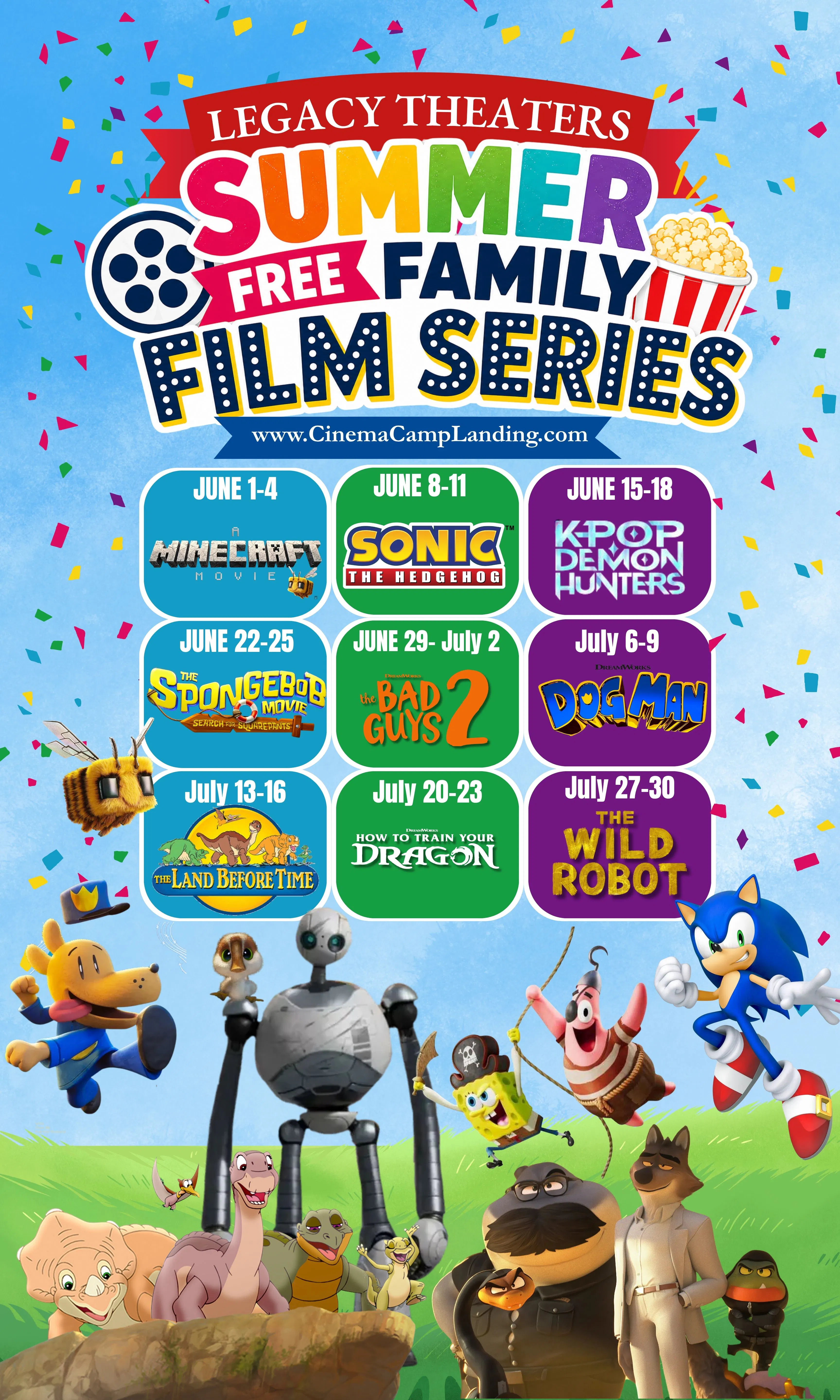 Cinema Camp Landing Summer Movie schedule