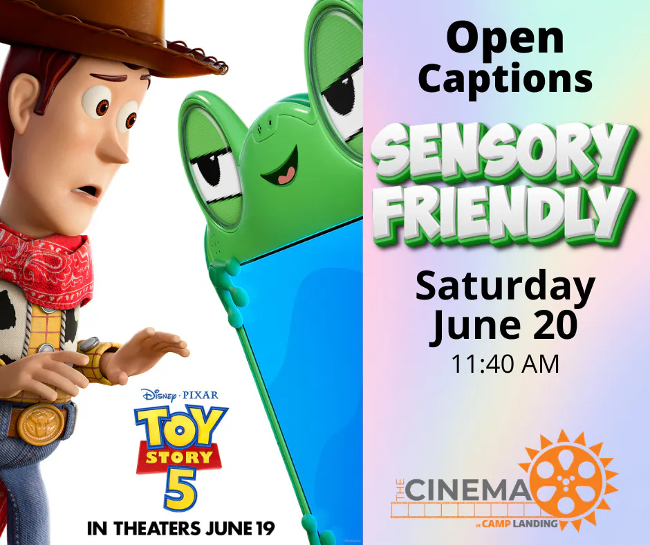 toy story 5 sensory friendly showing cinema camp landing