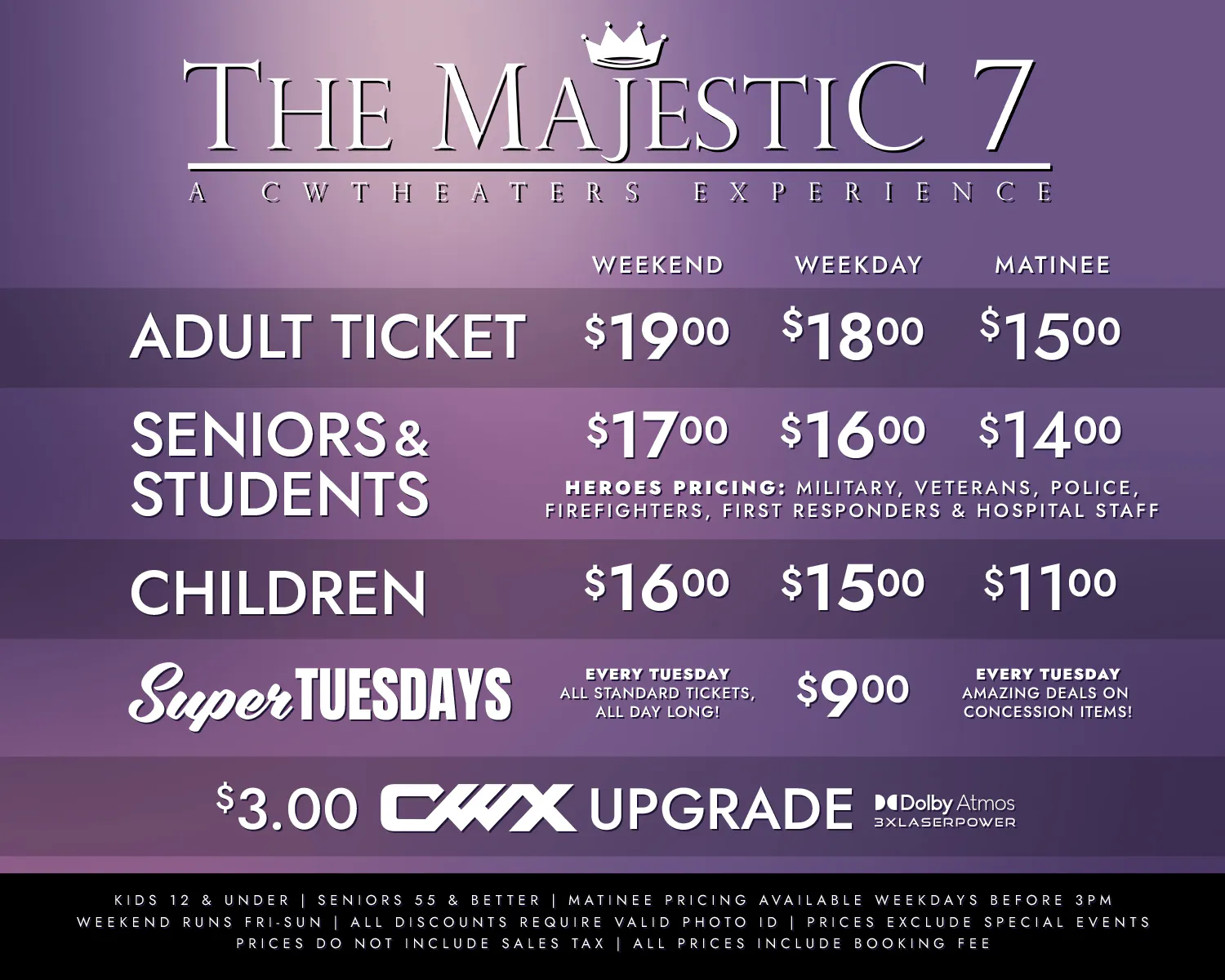 The Majestic 7 Ticket Pricing