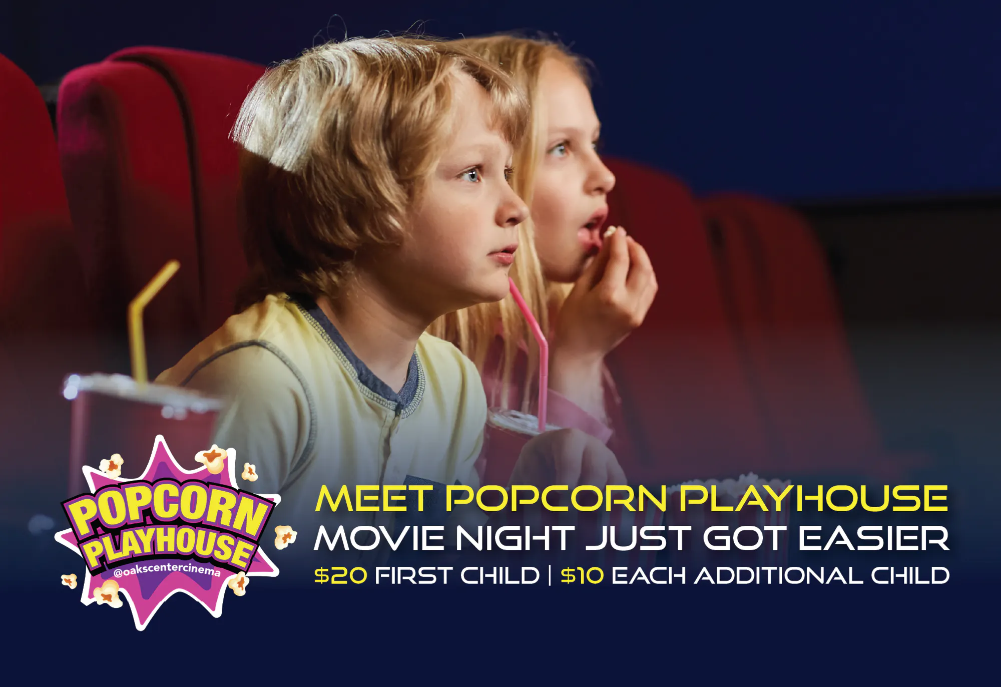 children at Popcorn playhouse watching a movie