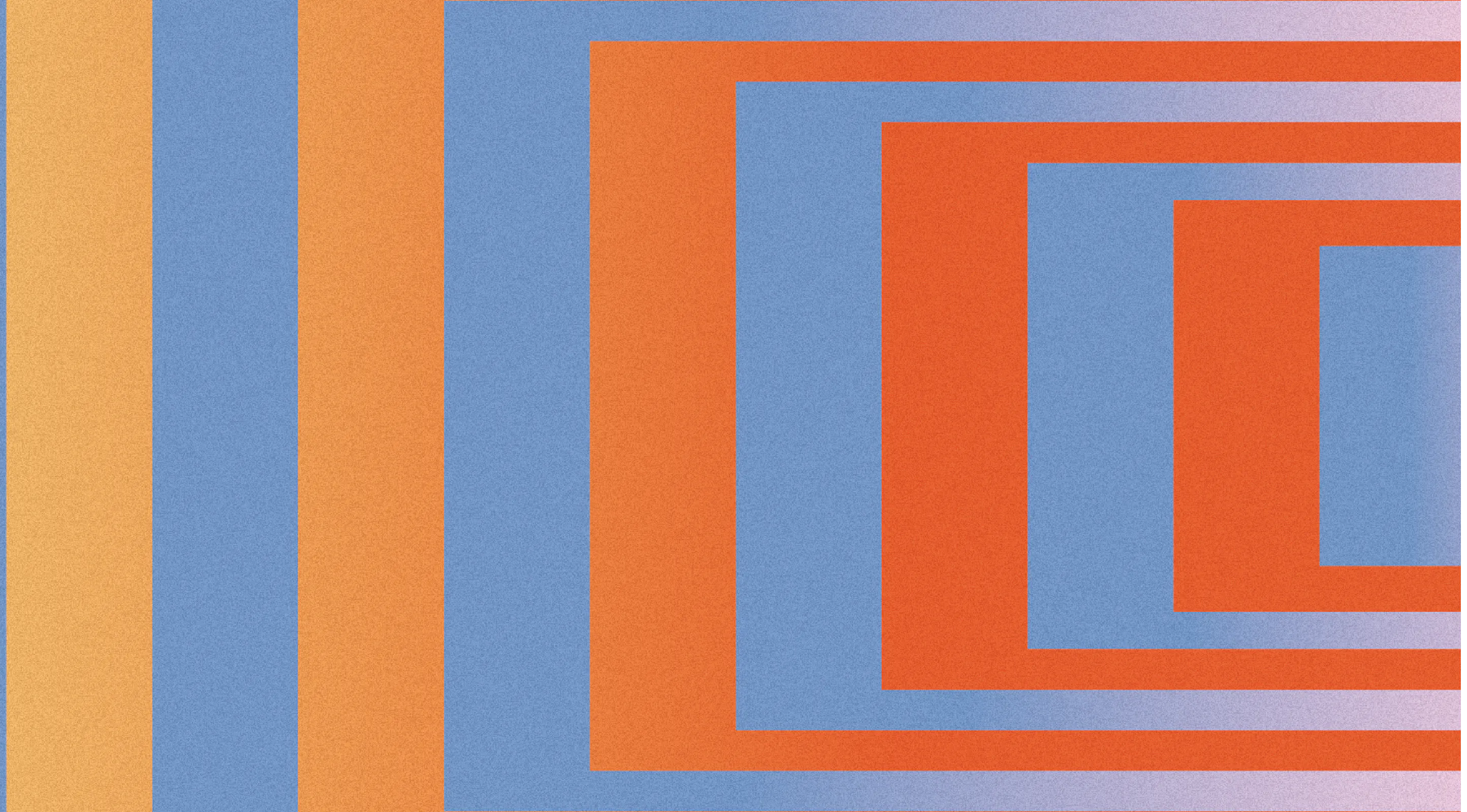 Abstract Glasgow Film Festival programme artwork in orange, blue, and cream geometric stripes