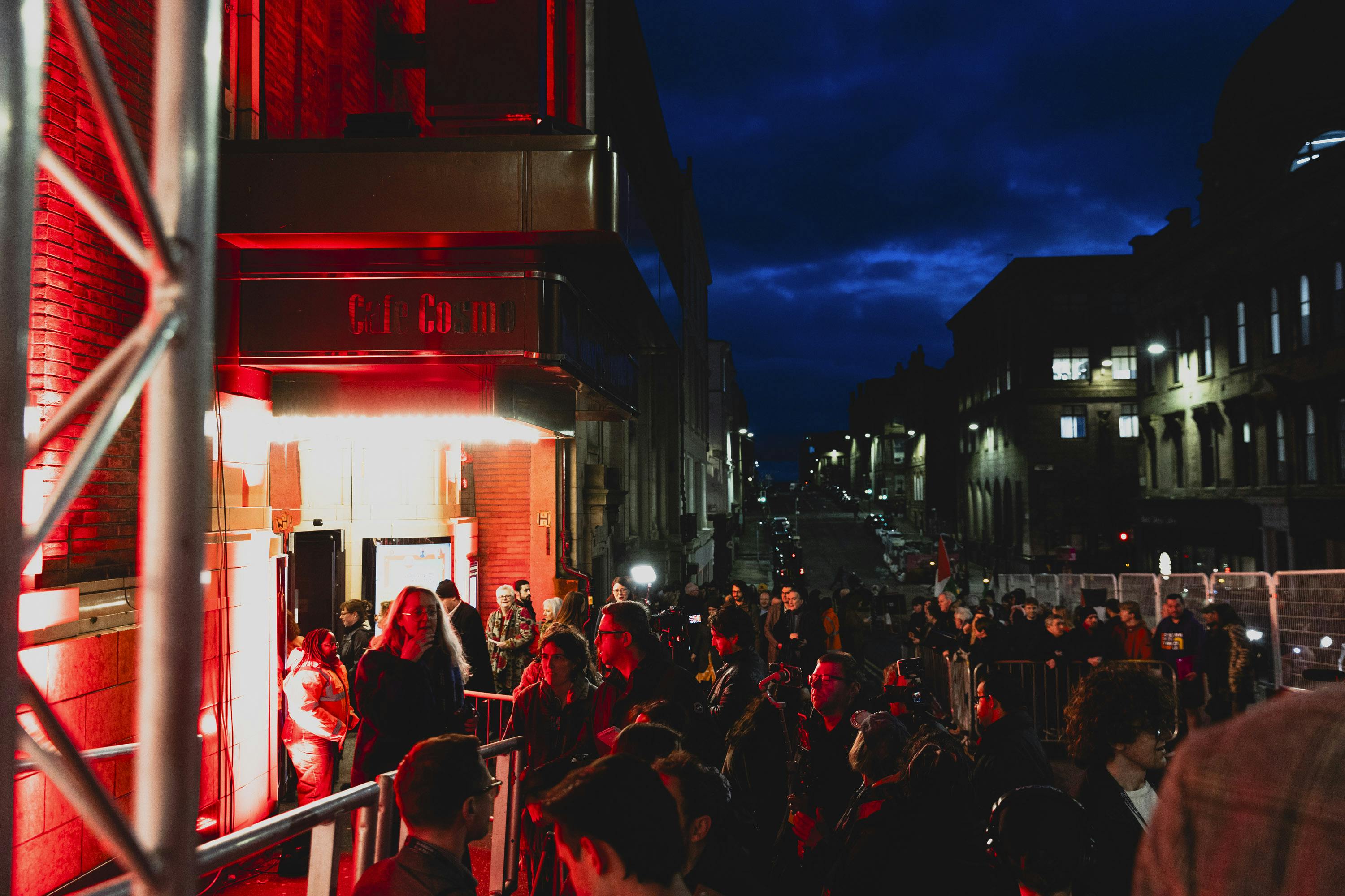 Crowd on a Glasgow street at night