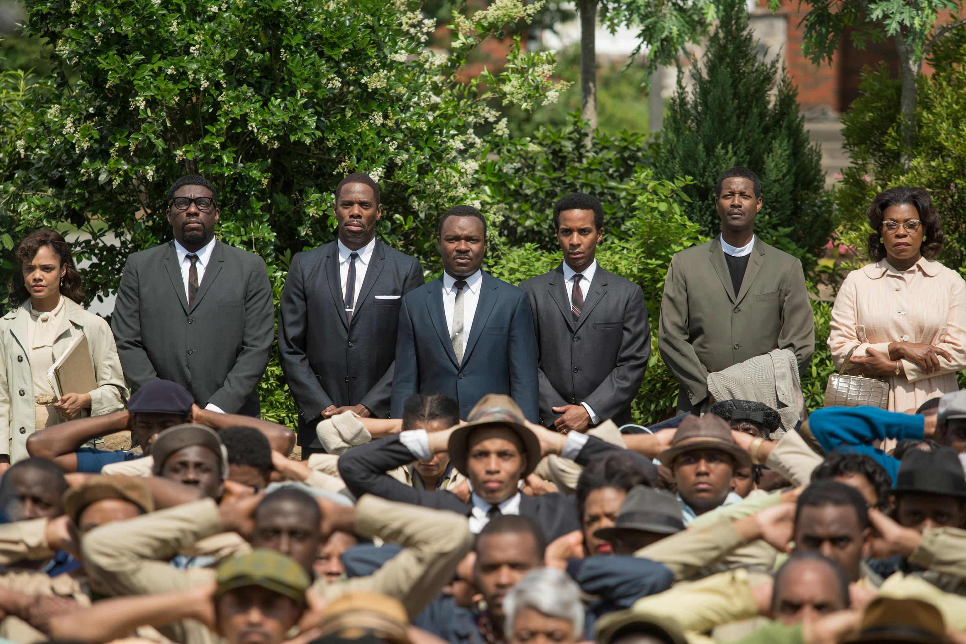 A still from the film Selma showcasing a protest.