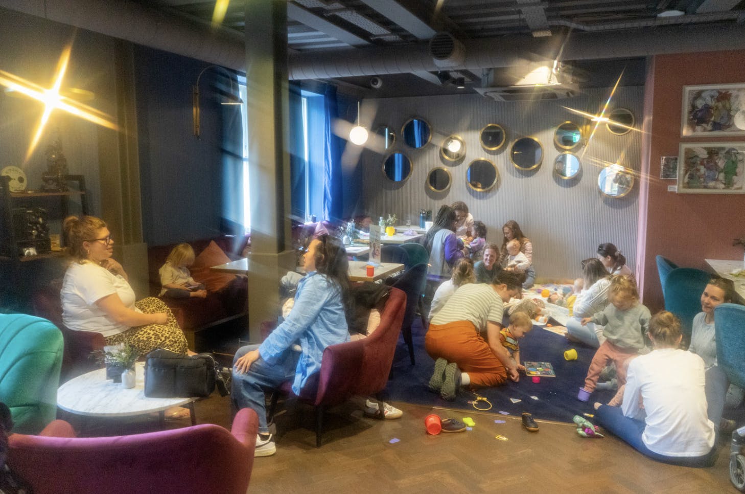 Parents and babies enjoy a soft play and games morning in the Lounge bar in a relaxed setting.