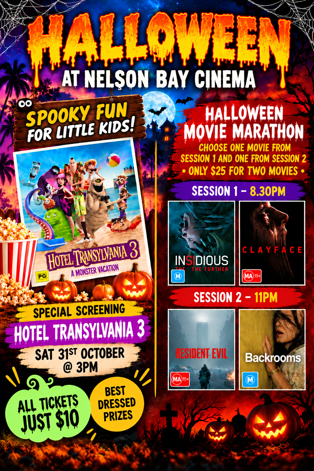 Halloween at Nelson Bay Cinema - Hotel Transylvania 3 kids screening and Halloween Movie Marathon