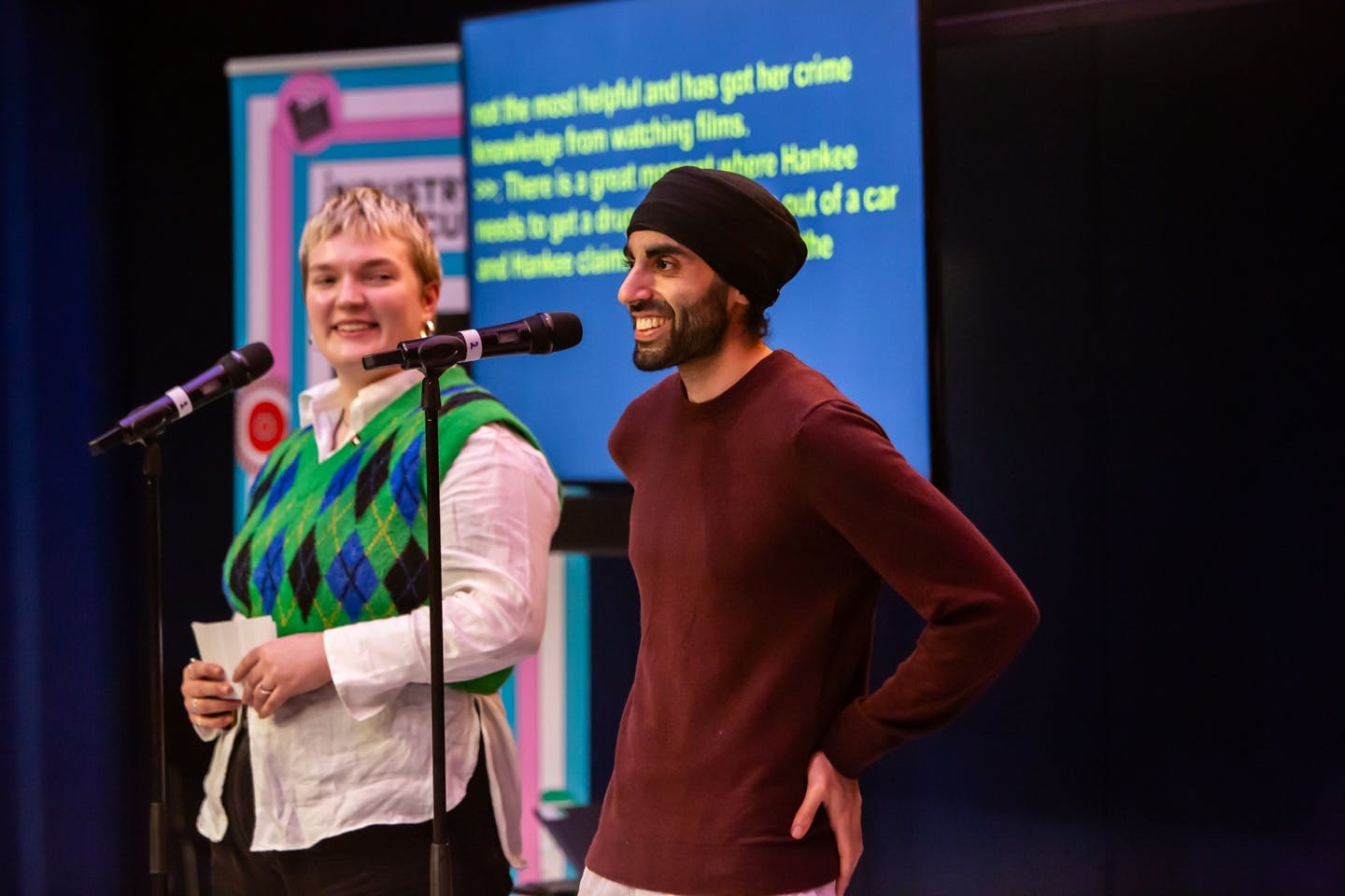 James McAvoy speaking on stage at Glasgow Film Festival