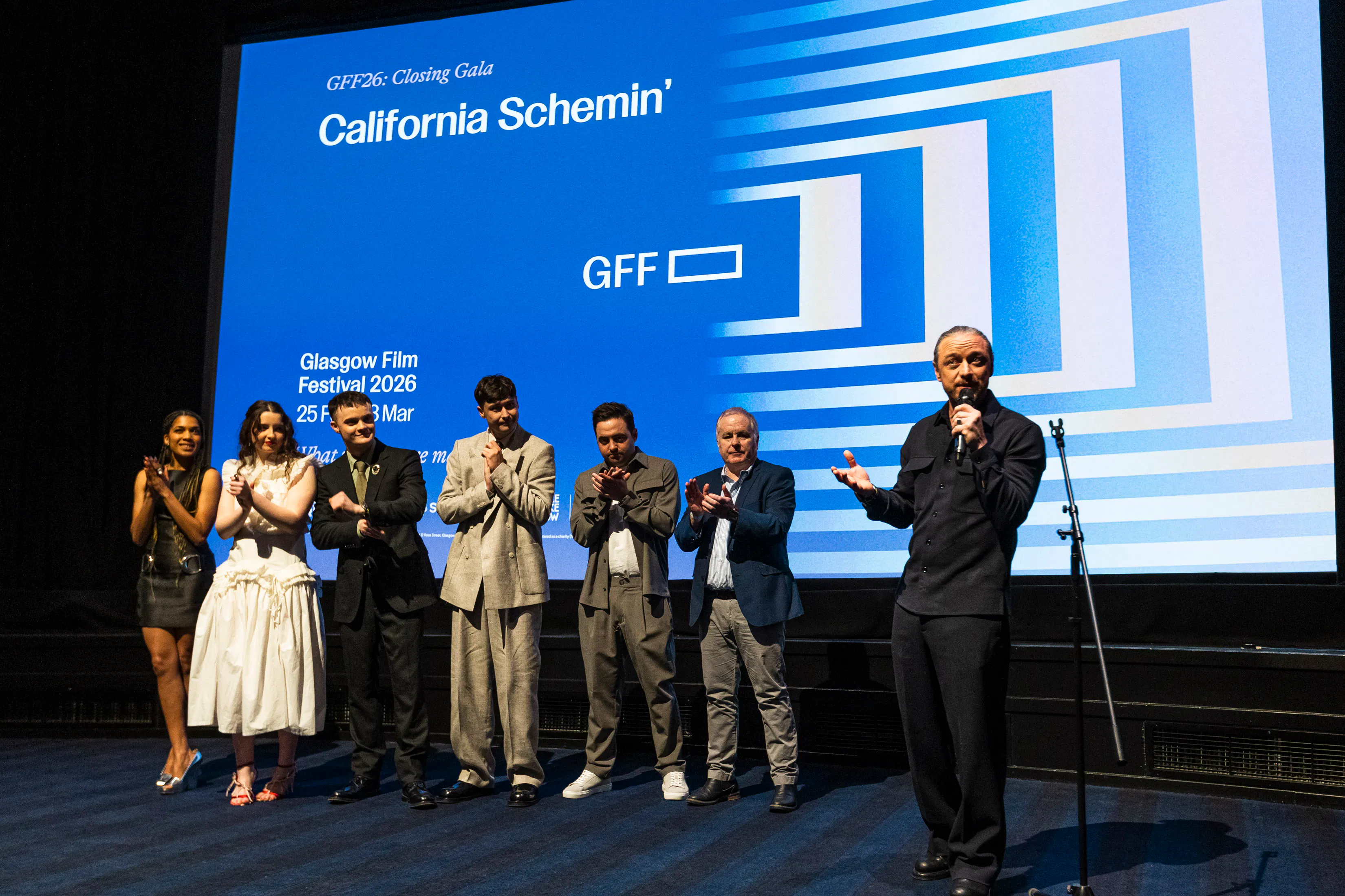 James McAvoy and the cast of California Schemin' introduce the film ahead of the UK premiere at GFF26 Closing Gala. Photography by Eoin Carey.