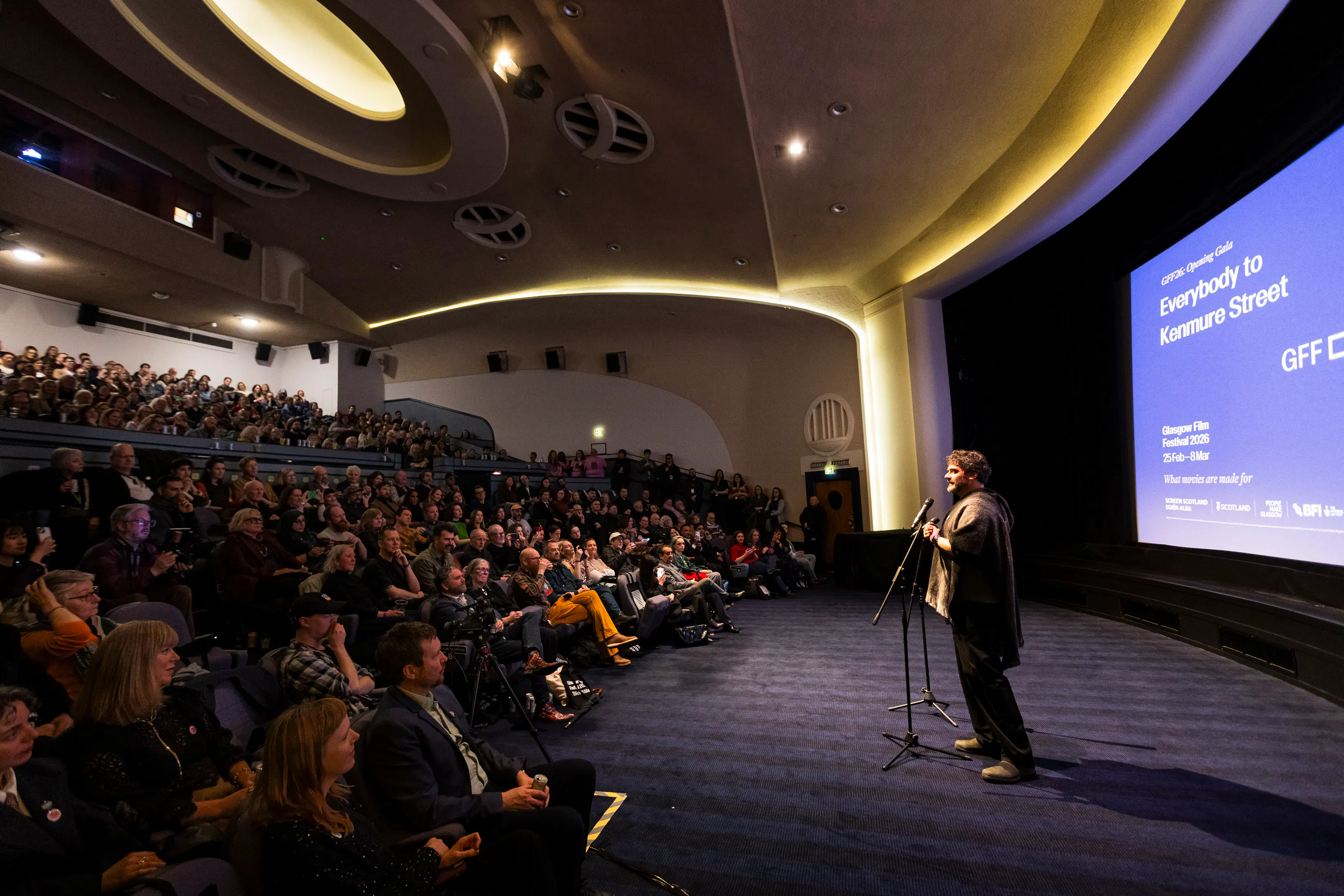Felipe Bustos Sierra introduces Everybody To Kenmure Street at GFF26 Opening Gala. Photography by Amy Muir.