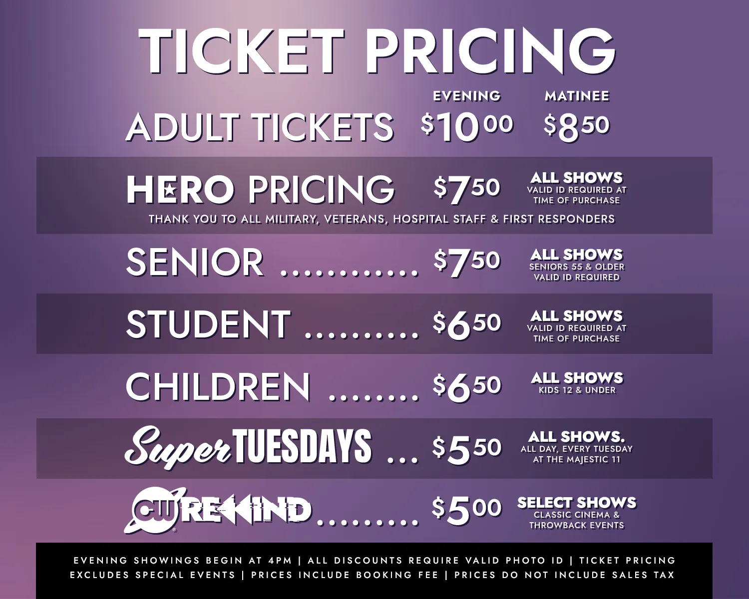 The Majestic 11, Vero Beach Ticket Pricing