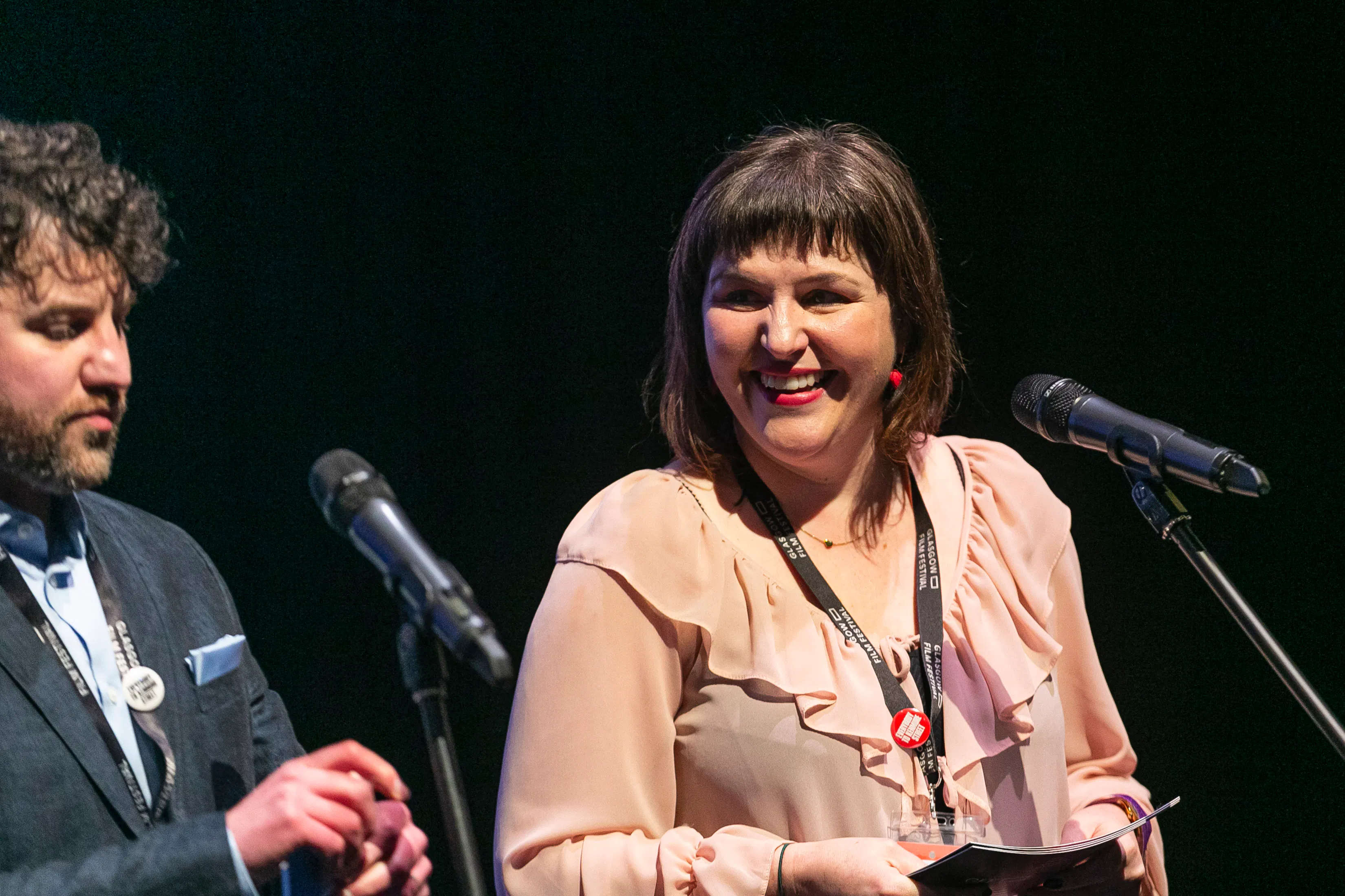 (L-R) Head of Programme Paul Gallagher and Head of Festival Operations Debbie Aitken at GFF26 Opening Gala. Photography by Eoin Carey.