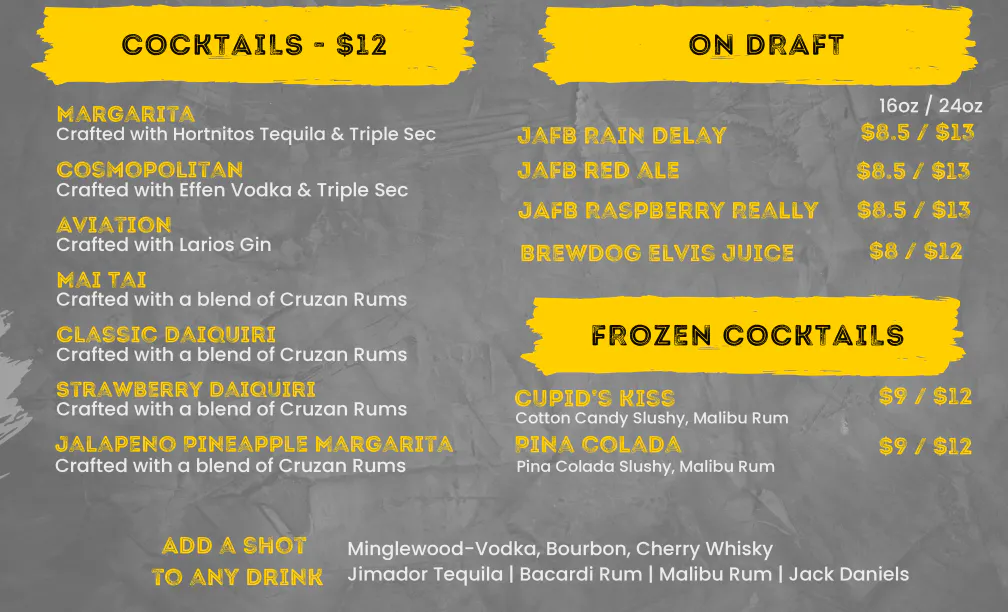 Alcohol selection at the Lyric Theater