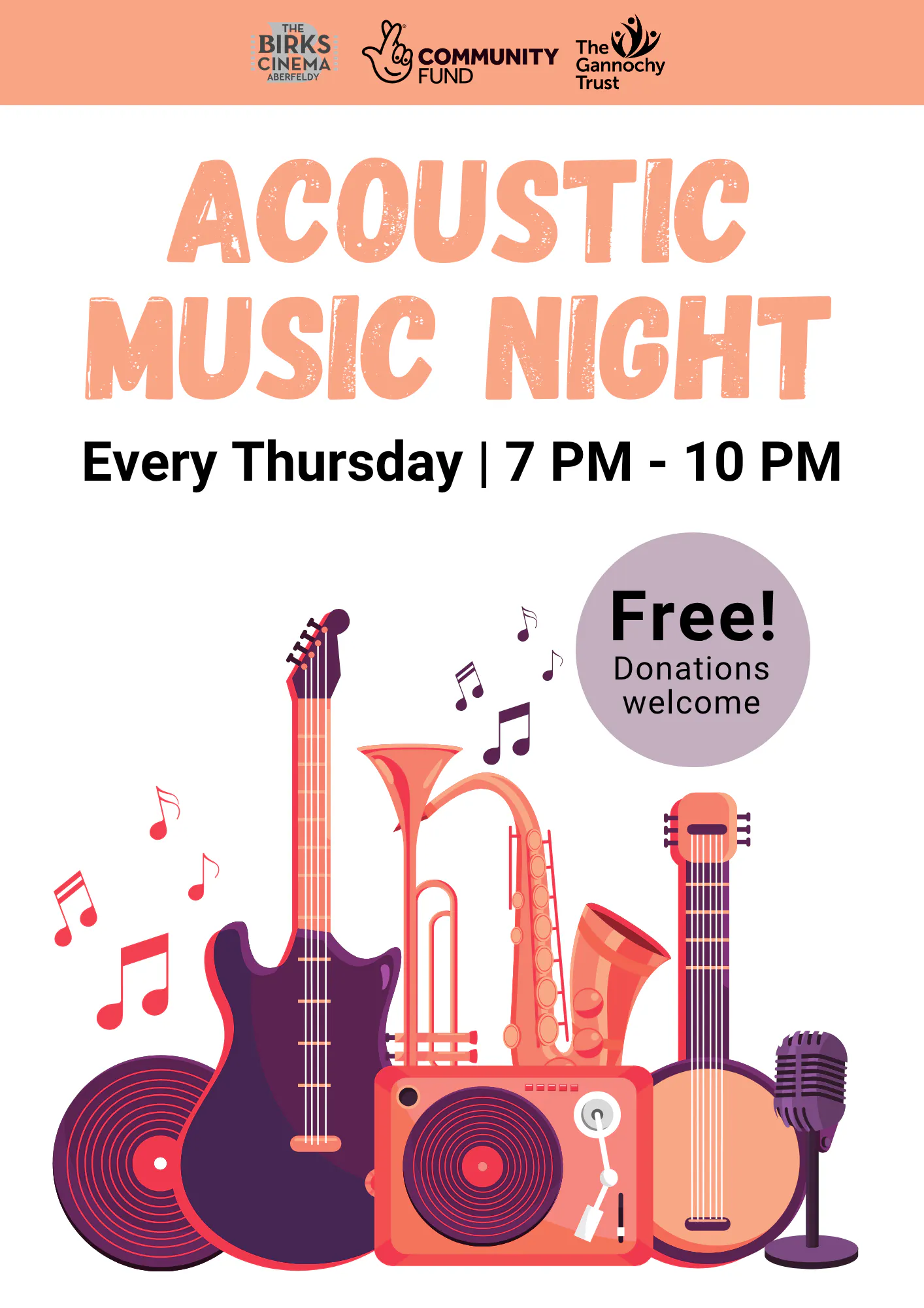 Acoustic Music Night, every thursday, 7pm-10pm, Free, donations welcome