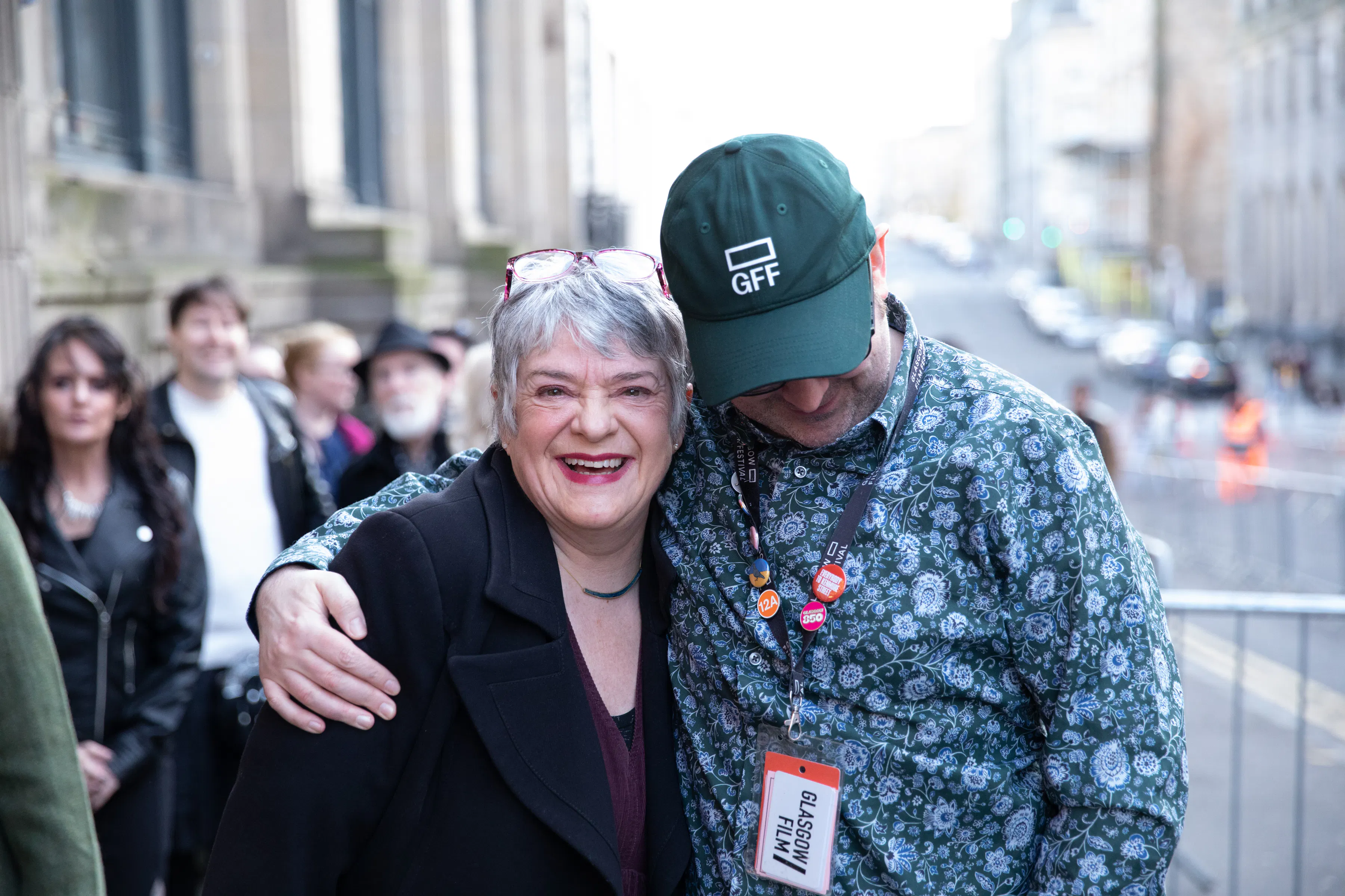 Former Glasgow Film CEO Allison Gardner and Tony Harris outside of the GFT on Closing Gala night. Photography by Amy Muir.