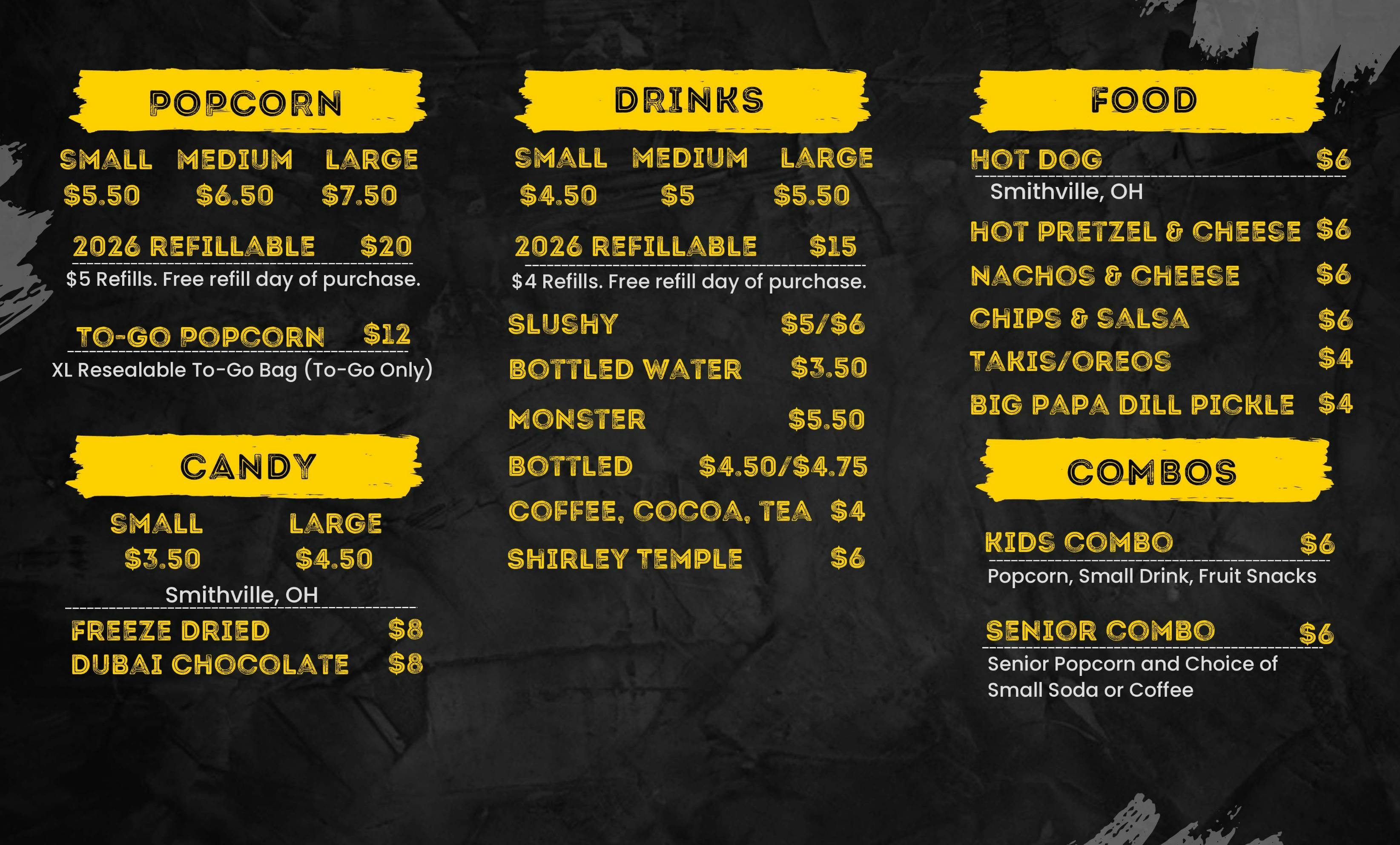 Food available at the Lyric Theater