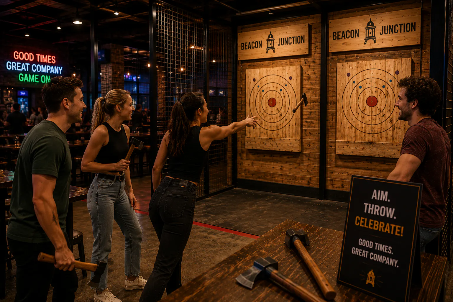 Placeholder axe throwing night image